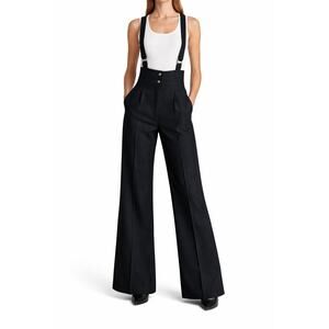 1970s Feller Austria Black Suspender Wide-Leg Stirrp Trousers Size small